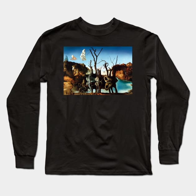 Painting Swans Reflecting Elephants Salvador Dali T-Shirt T-Shirt Long Sleeve T-Shirt by J0k3rx3